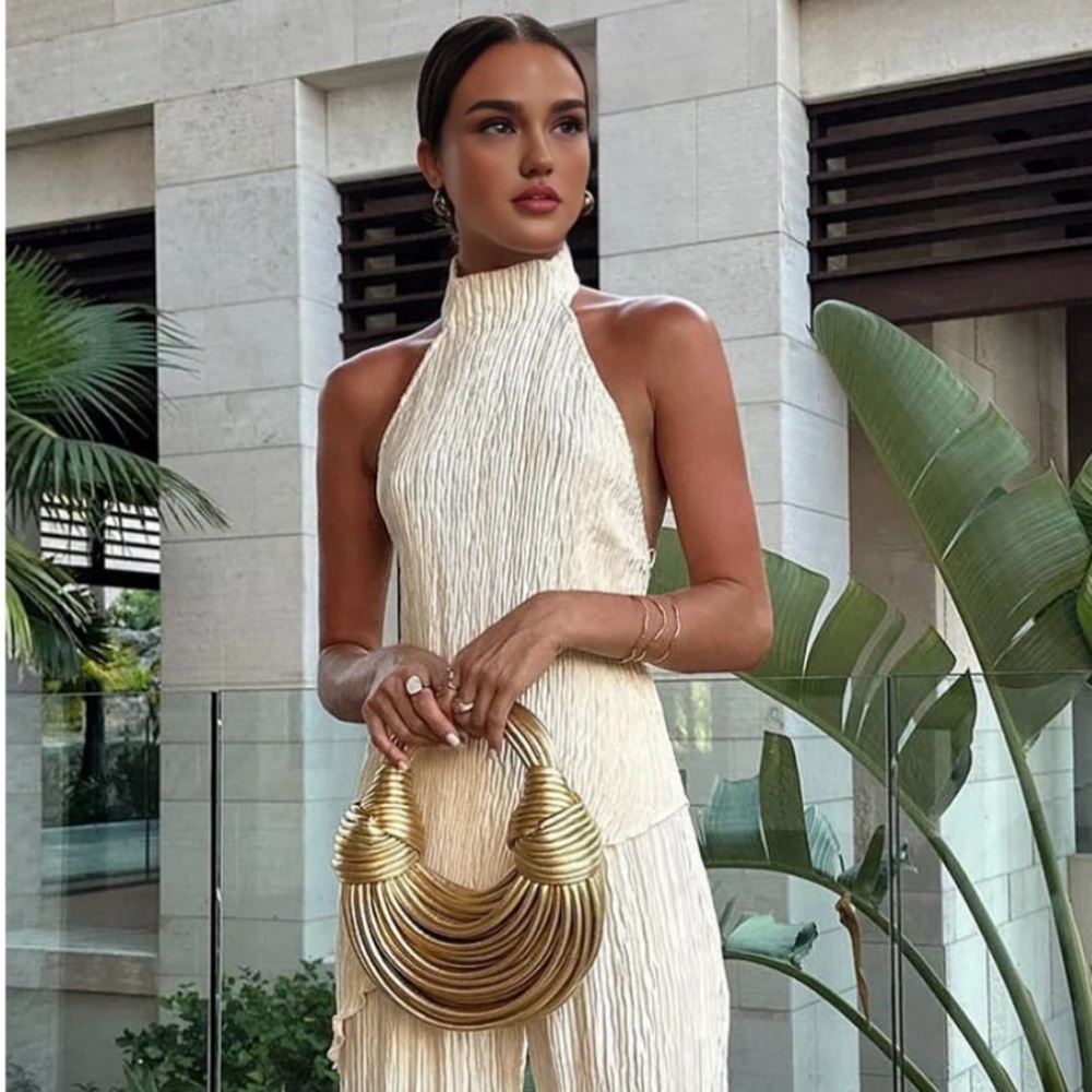Elegant Cream Halter Jumpsuit
